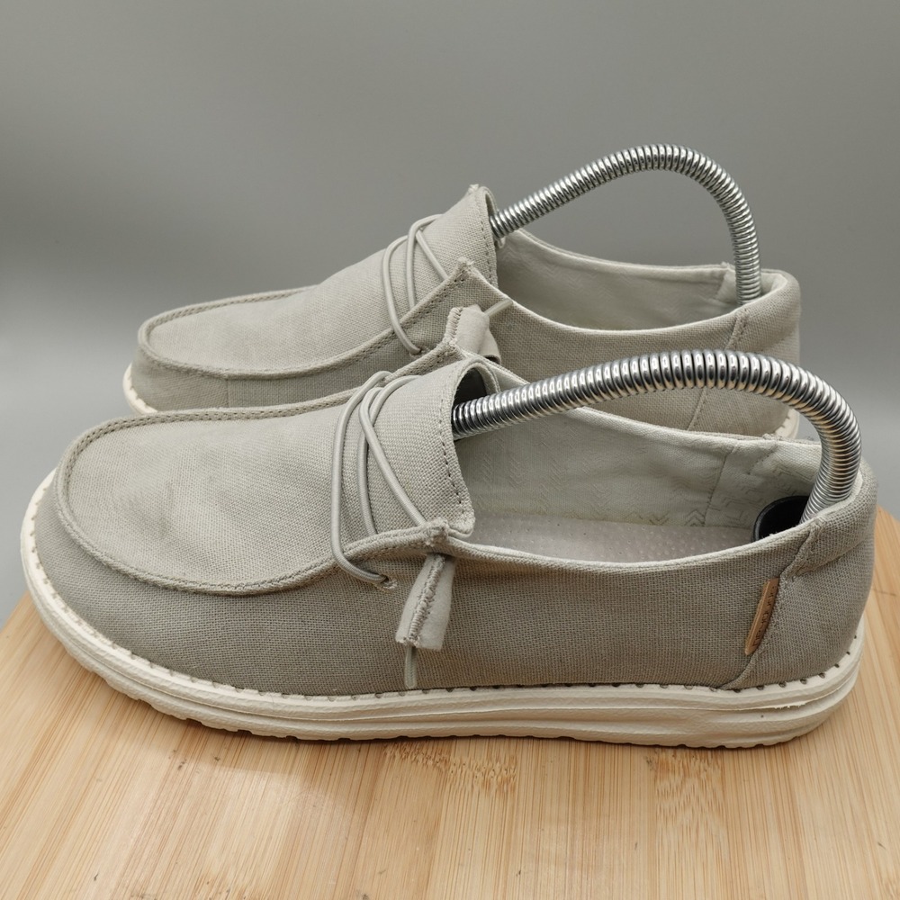 Hey Dude Shoes Womens 9 Light Grey Wendy Chambray Loafers Comfort